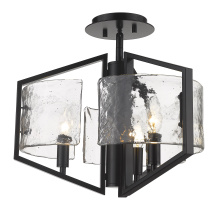 Golden 3162-SF BLK-HWG - Golden Lighting Varsha 3-light Semi-Flush Mount in Matte Black